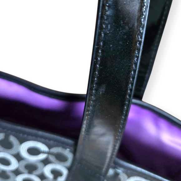 Coach Waverly Vinage Dot OP Art Coated Canvas Tote Bag Rare - Picture 6 of 8